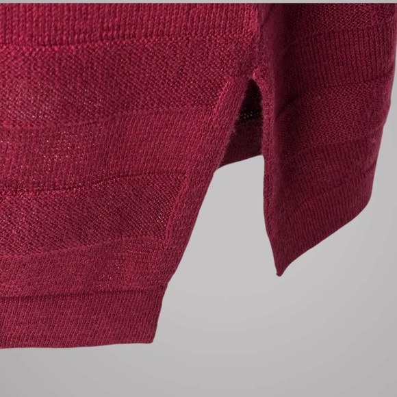 A August Silk XL Longline Pullover Y2K Dark Academia Draped Neck Burgundy Lagom - Picture 11 of 14